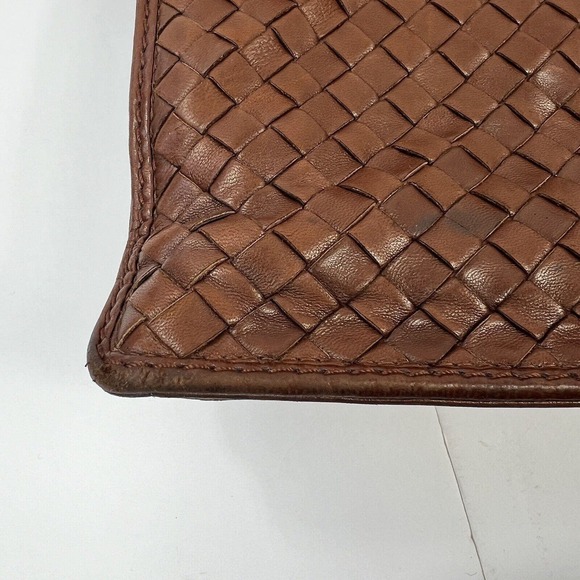 Bottega Veneta Cognac Brown Woven Leather Briefcase Top Handle Gold Buckle - Picture 5 of 16